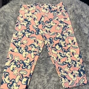 LuLaRoe Pink and Navy/black mikey mouse Leggings